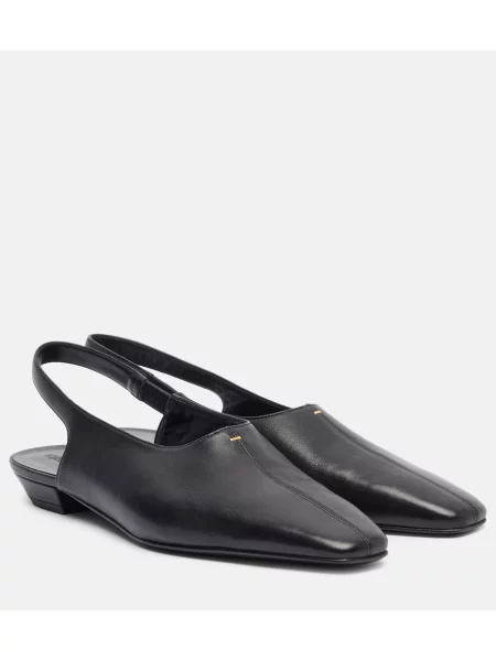 Balerini Khaite din piele slingback negru
