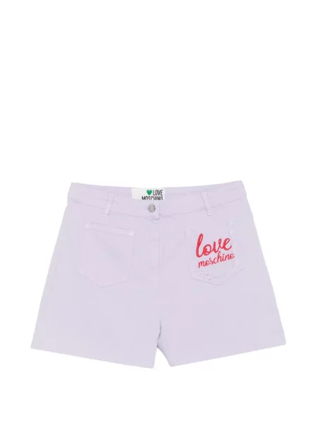 Pantaloni scurți Love Moschino cu broderie violet