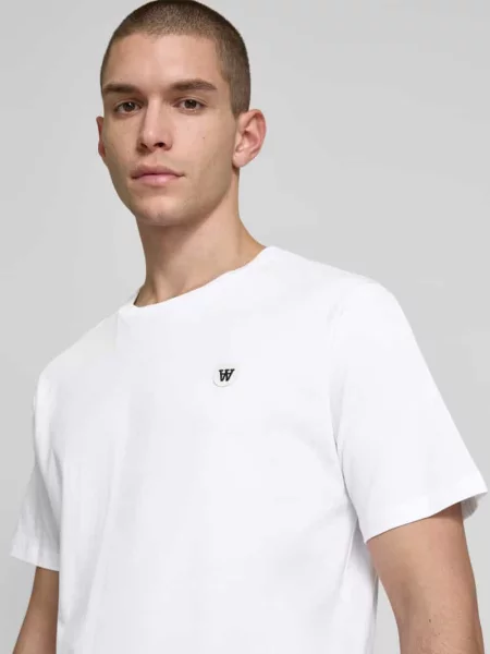 T-shirt o kroju regular fit z czystej bawełny Wood Wood biała