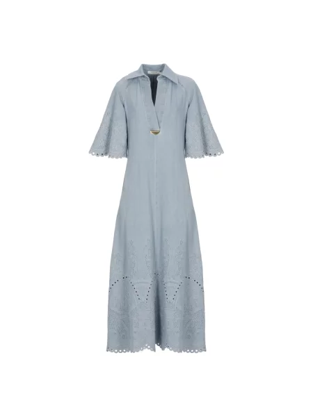 Sukienka jeansowa Zimmermann do kolan garniturowa niebieska