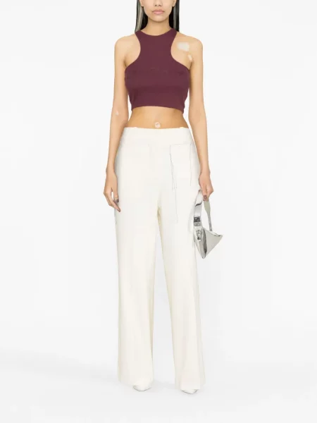 Raštuotas briaunotas palaidinė be rankovių Off-white balta