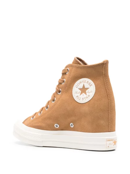 Fűzős platform talpú csipkés sneaker Converse Chuck 70 barna