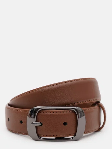 Кожаный ремень Borsa Leather с ремешками коричневый