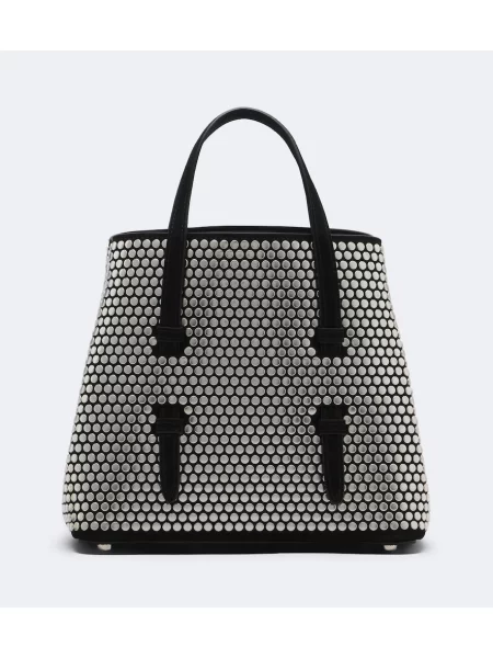 Top Alaïa din piele cu tepi negru