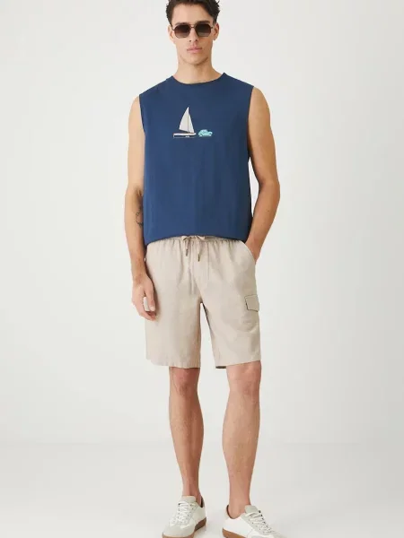 Льняные меланжевые шорты Medicine бежевые