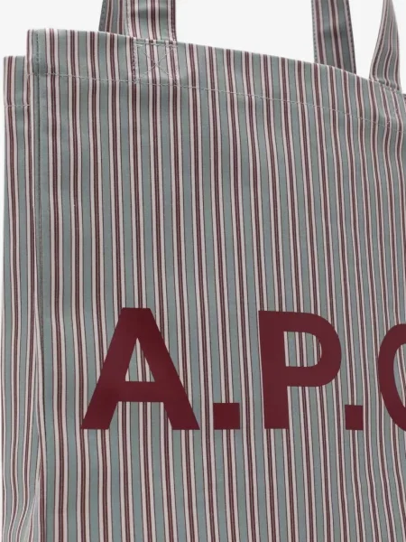Geantă shopper A.p.c. cu dungi cu imagine verde