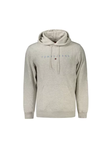Bluza z kapturem Tommy Jeans z kapturem z nadrukiem szara