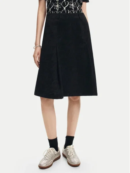 Desigual Fustă trapez Lettering Lacroix negru