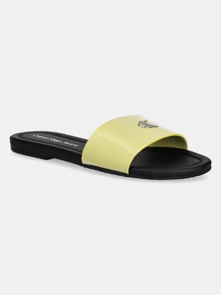 Calvin Klein Jeans Šľapky Flat Sandal Slide Mg žltá