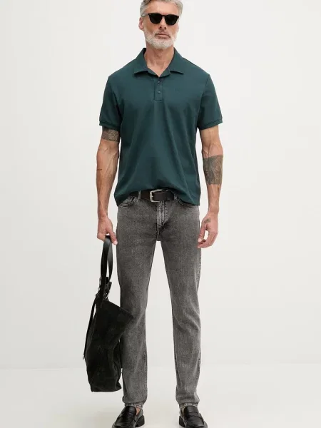 Calvin Klein Jeans polo majica z bombažem zelena