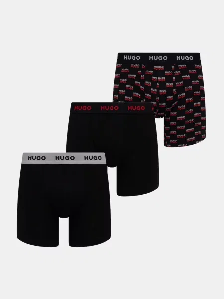 HUGO boxerky pánske s elastanom BOXERBR TRIPLET DESIGN čierna