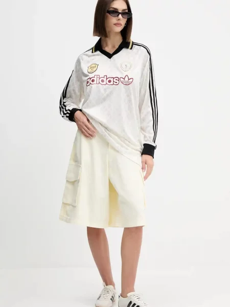 Шорти adidas Originals Cargo Jorts однотонні висока посадка бежевий