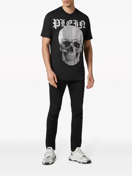 Marškinėliai Philipp Plein su kristalais juoda