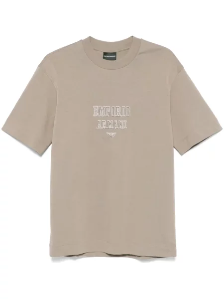 Tricou Emporio Armani cu broderie maro