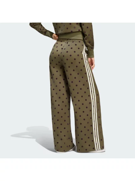 KALHOTY SATIN POLKA DOTS WIDE LEG olivový
