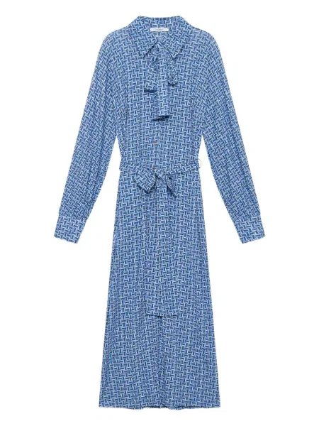 Rochie midi Maliparmi cu imagine cu imprimeu geometric până la genunchi albastru