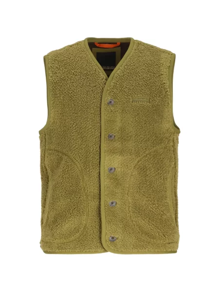 Vestă Napapijri din fleece cu autograf verde