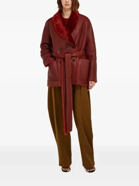 Reversibil geacă Ferragamo din piele de oaie roșu