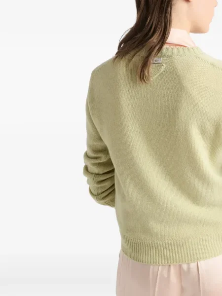 Pulover Prada cu decolteu în V verde