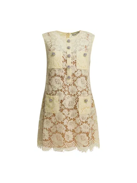 Mała mały sukienka mini Self-portrait koronkowa żółta