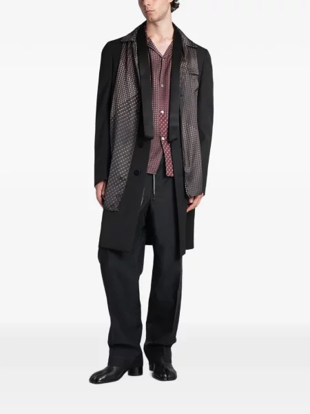 Сатенено палто Maison Margiela с ревер черно