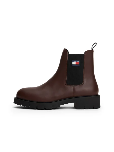 Členková obuv s elastickým prvkom Tommy Jeans Tjw Chelsea Leather Boot hnedá