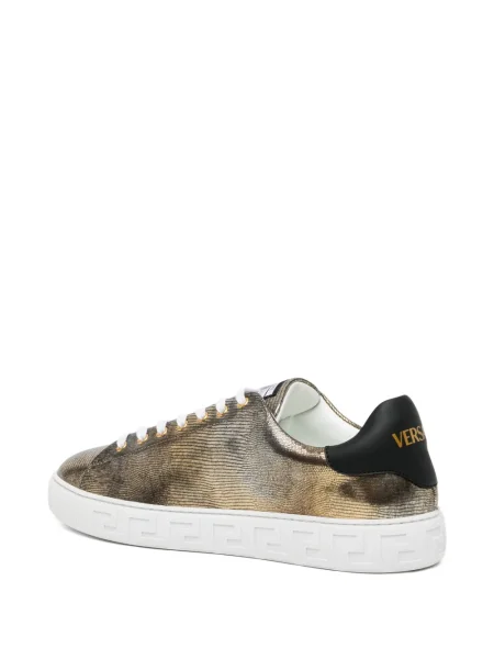 Sneakerși Versace cu șireturi din dantelă auriu