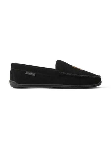 Велурени чехли Polo Ralph Lauren Brenan Bear черно