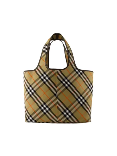 Wielobarwność shopperka Burberry płócienna w kratkę beżowa
