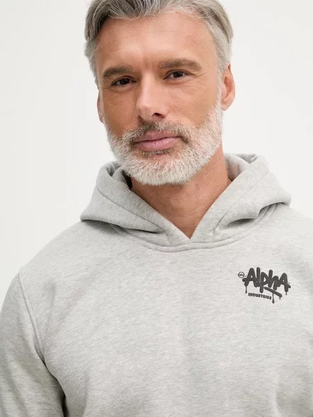 ALPHA INDUSTRIES Tréning póló Signature világosszürke / fekete szürke