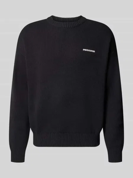 Sweter dzianinowy z czystej bawełny o kroju regular fit Pegador czarny