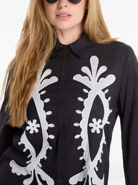 Lung cămașă Desigual cu broderie negru