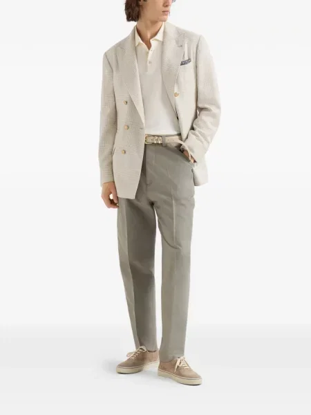 Polo Brunello Cucinelli tricotate alb