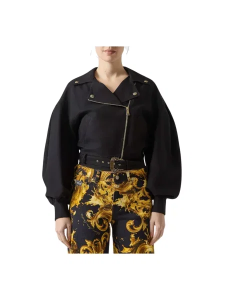 Lniana kurtka jeansowa Versace Jeans Couture czarna