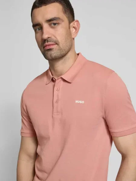 Koszulka polo z nadrukiem z logo model ‘Donos’ Hugo różowe
