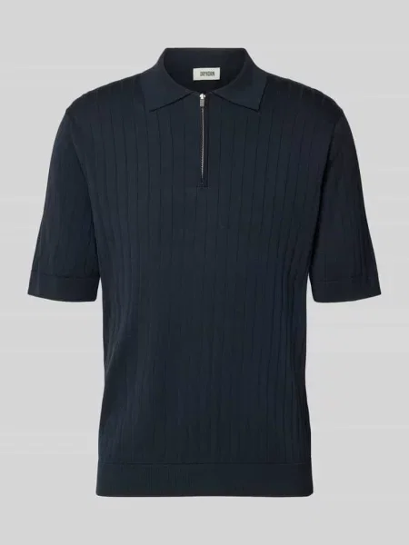 Koszulka polo o kroju regular fit z krótkim zamkiem błyskawicznym Drykorn niebieska