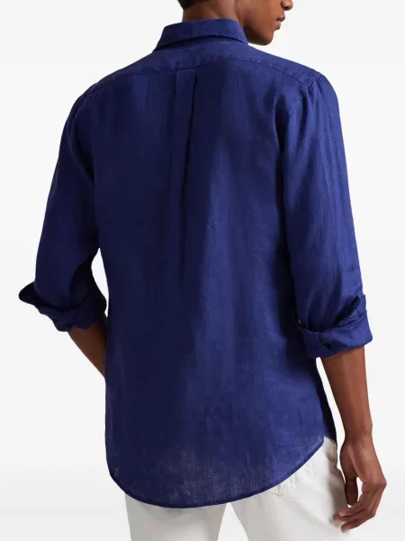 Dlouhá pruhovaná s límcem kšiltovka Polo Ralph Lauren modrá