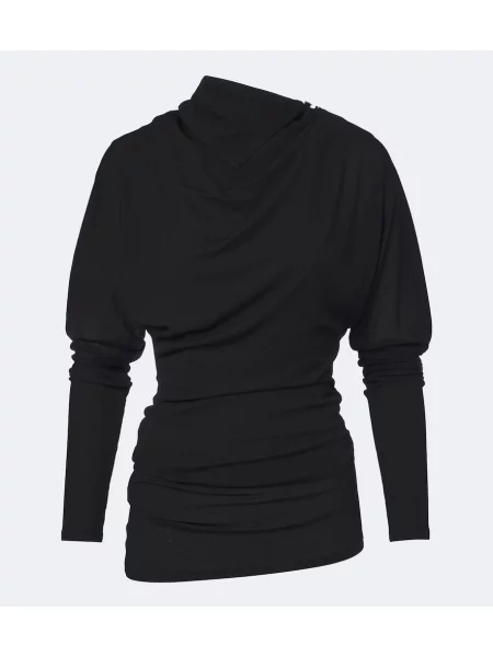 Top Proenza Schouler din jerseu drapat negru
