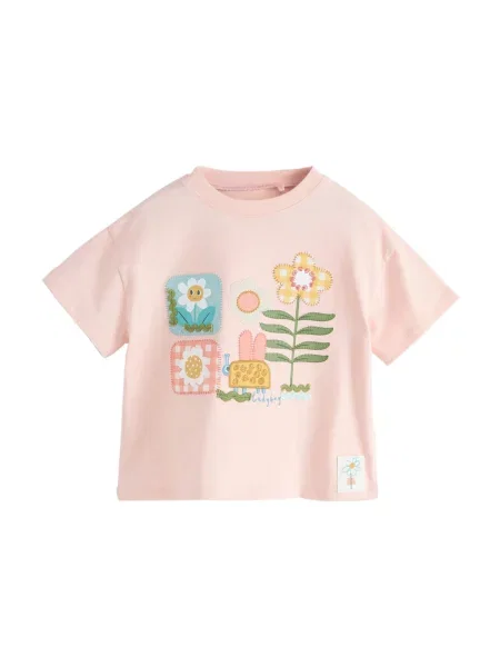 Next Tricou albastru deschis / verde / roz alb