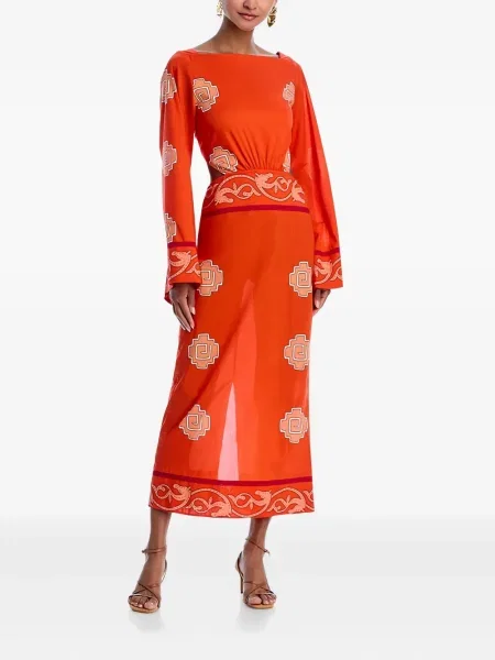 Костюм миди рокля Johanna Ortiz до коляното червено