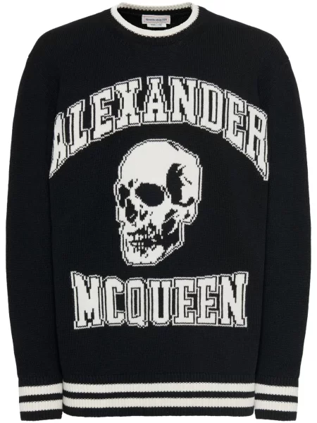 Pulover Alexander Mcqueen de lână cu imagine negru