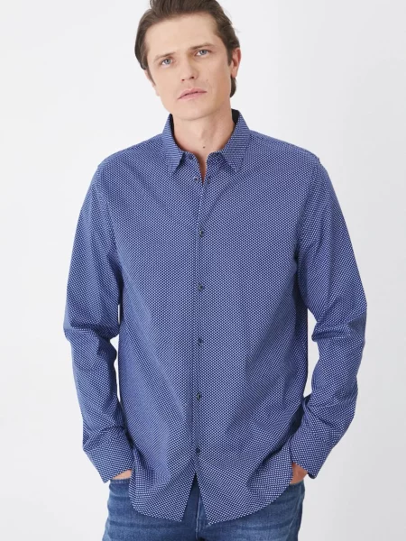 Риза Medicine мъжка със стандартна кройка с класическа яка тъмносиньо