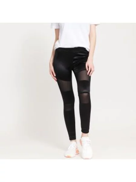 Legíny Urban Classics Ladies Shiny Tech Mesh Leggings Black černé