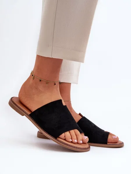 Велурени джапанки Evento черно