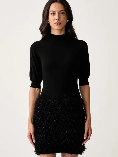 Twinset rochie cu lână negru