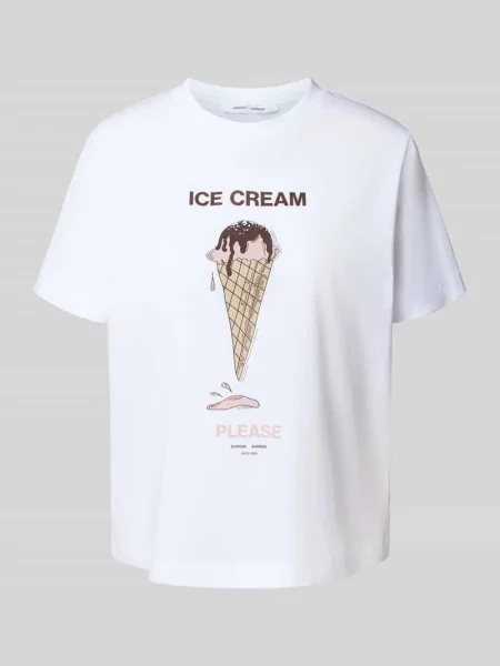 T-shirt z nadrukowanym motywem model ‘SAJUNI’ Samsoe Samsoe biała