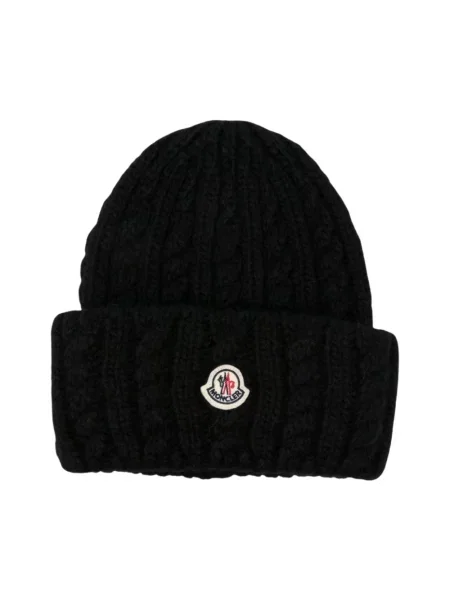 Dzianinowa czapka Moncler czarna