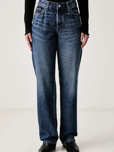 Tommy Jeans blugi straight pentru femei albastru