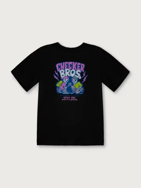 Vans majica za djecu od pamuka Checker Bros SS Tee crna