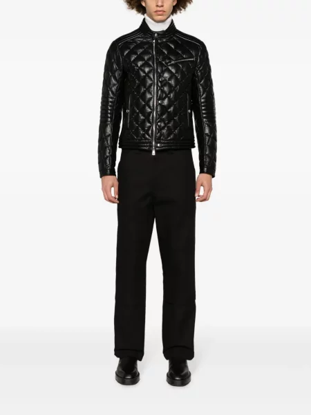 Dygsniuotas odinė striukė Moncler